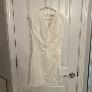 Mango Cream V-Neck Mini Dress